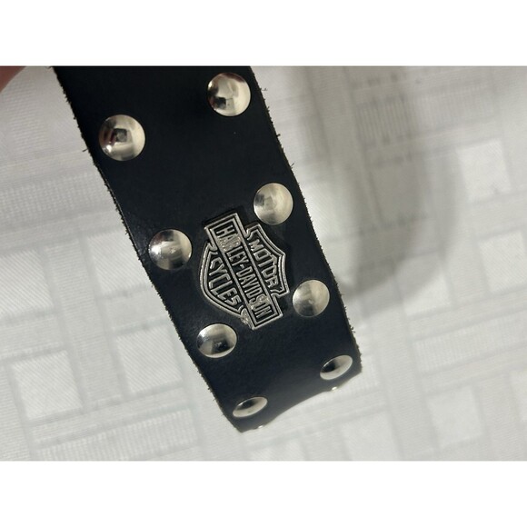 HARLEY DAVIDSON Motorcycle USA  28 Wide Black Leather Silver Studded Womens Belt main image 13